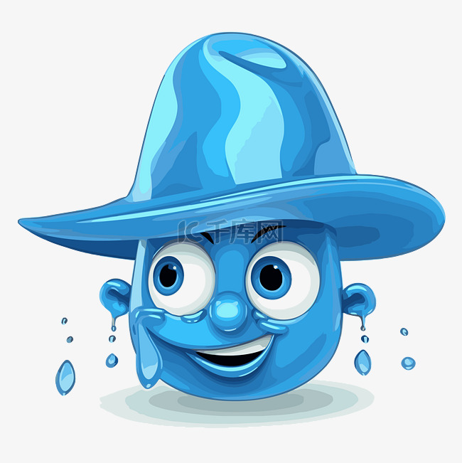 蓝色帽子剪贴画卡通人物蓝色雨水