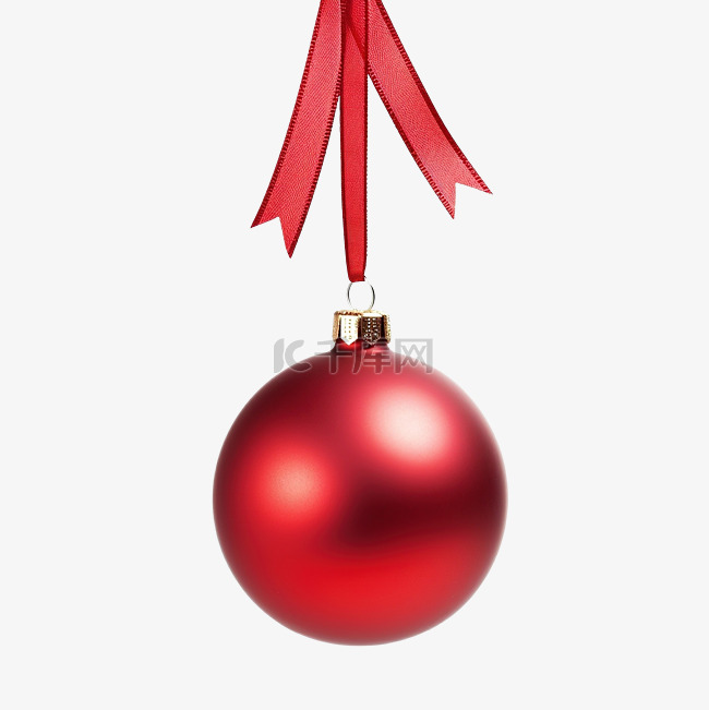 挂在红色缎带上的圣诞小玩意与黑