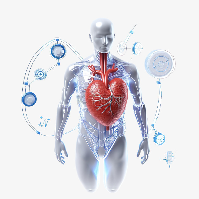 3d 人体脉搏线与人体心脏和医