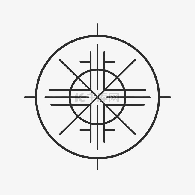 箭头线图标样式的直矢量罗盘符号