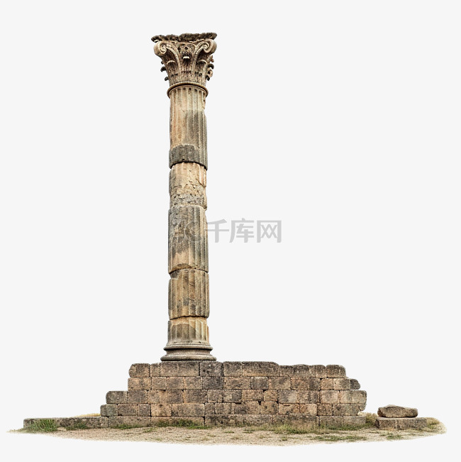 兹瓦尔特诺斯神庙古柱的视图隔离