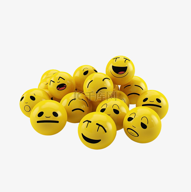 笑和悲伤表情符号的 3D 渲染