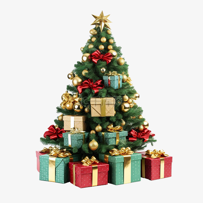 帶禮品盒的聖誕樹