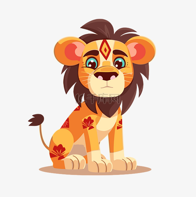 狮子王剪贴画卡通狮子肖像印度狮