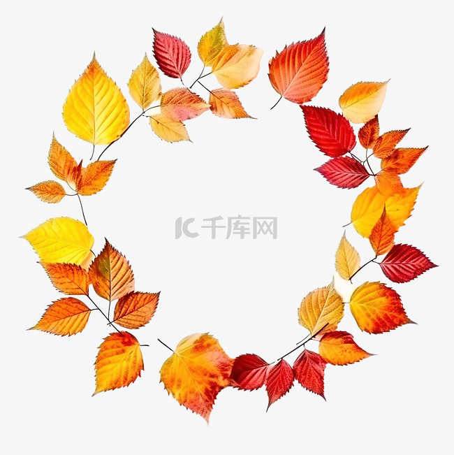 秋天的叶子框架圆形边框