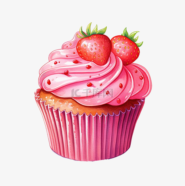 粉色蛋糕配草莓和心