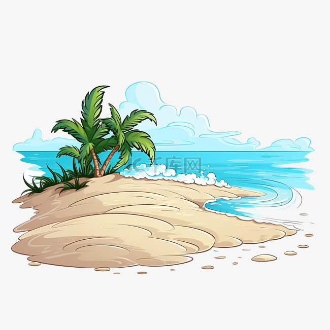 沙灘插畫