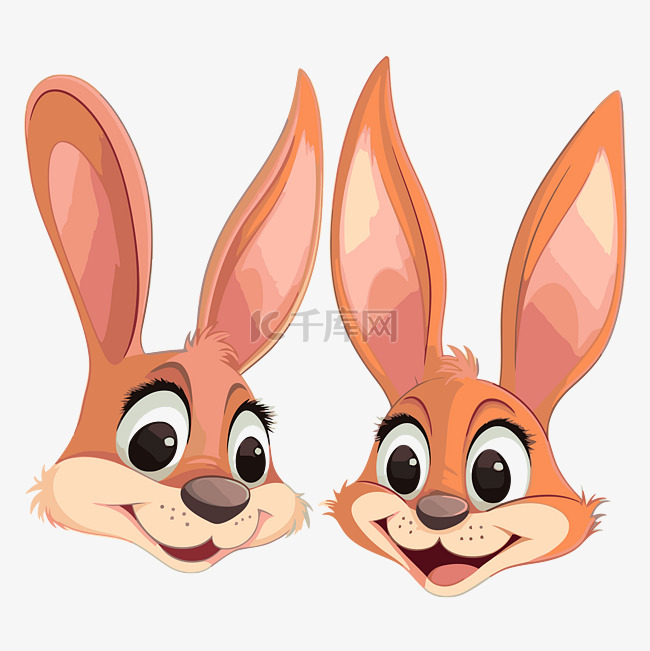 卡通耳朵剪贴画 卡通跳跃兔子脸