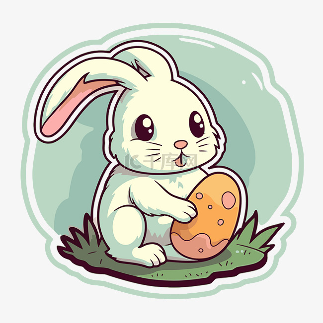 可爱的兔子拿着鸡蛋剪贴画 向量