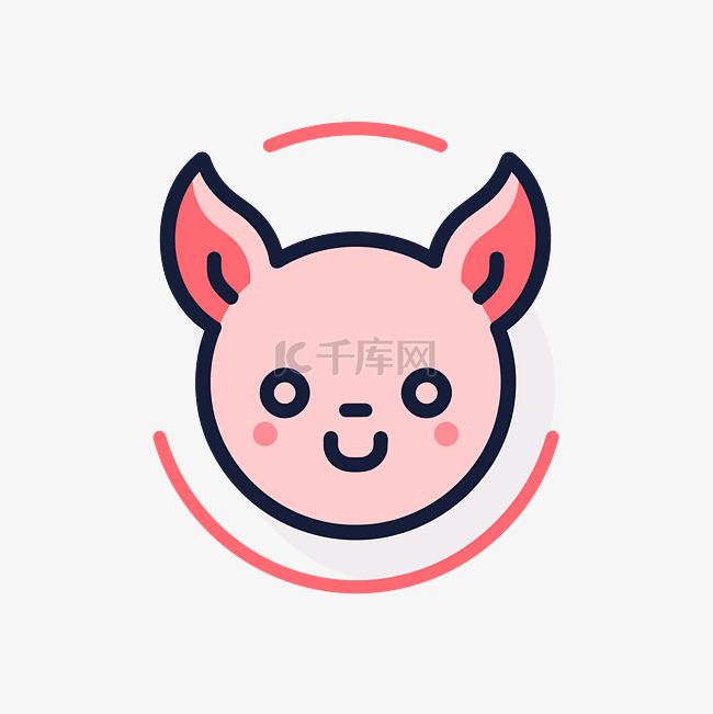 带有粉红色和圆圈的猪头图标 向