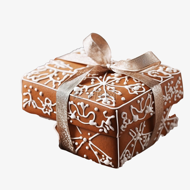 木桌上的传统圣诞姜饼，配有礼盒
