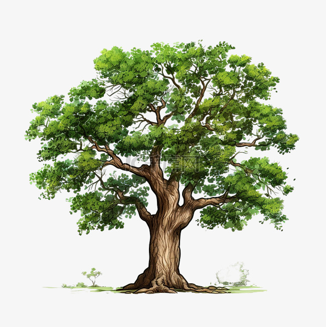 孤立的一棵老树的插图
