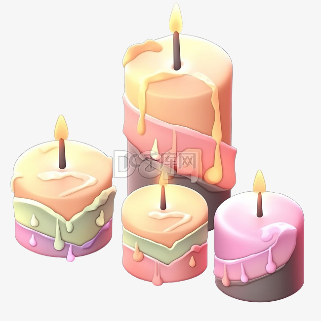 3d 插图图表蜡烛