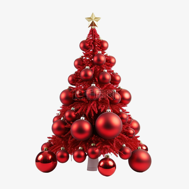 圣诞树与红色圣诞饰品