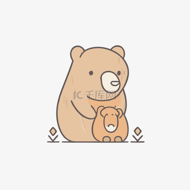 涂鸦熊与幼崽 向量