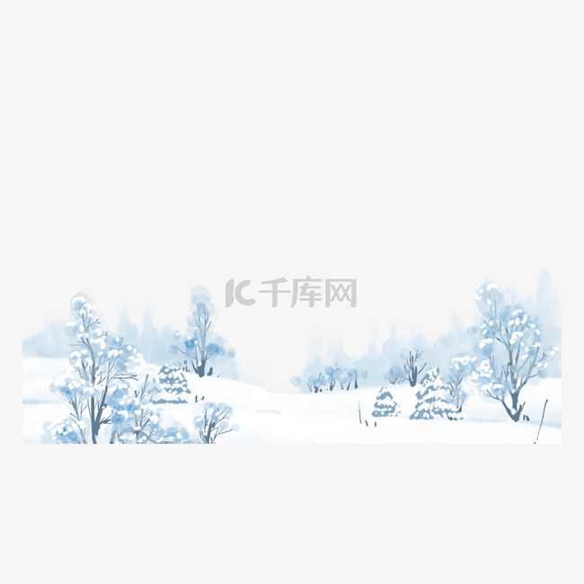 雪景水彩冬季树