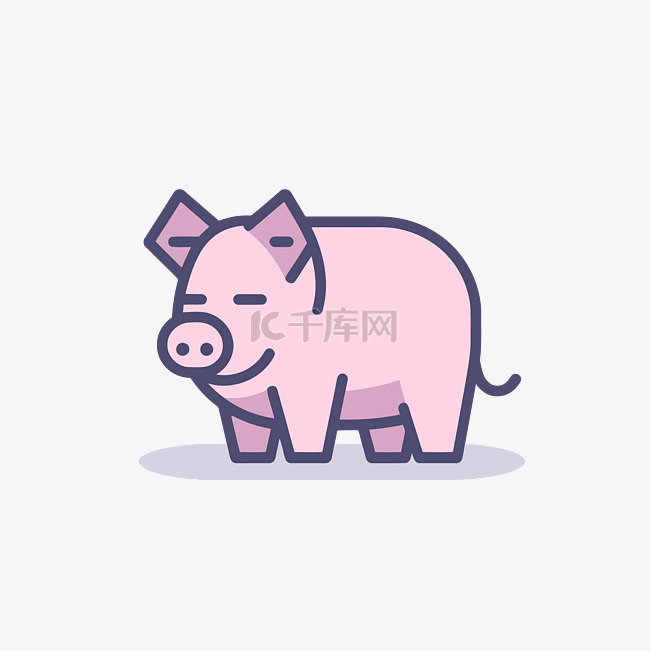站在白色背景上的粉红猪图标 向