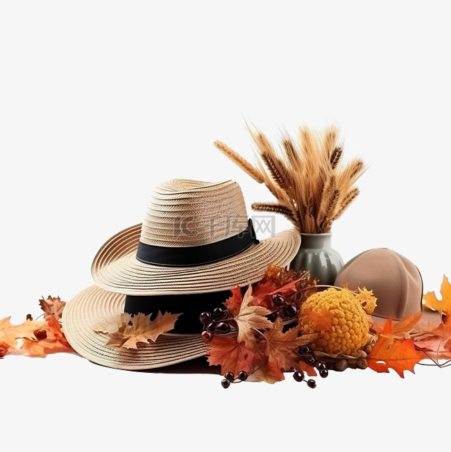 帽子配件和树叶来庆祝感恩节