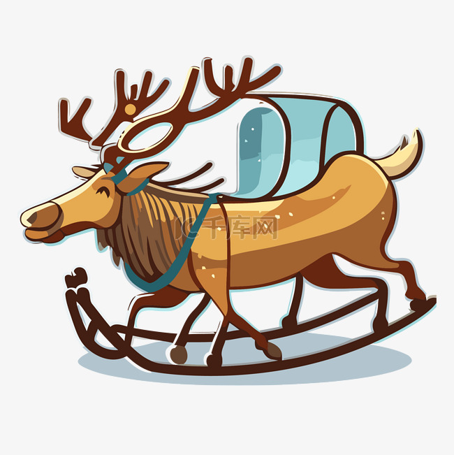 红雪橇驯鹿圣诞老人PNG文件 向量