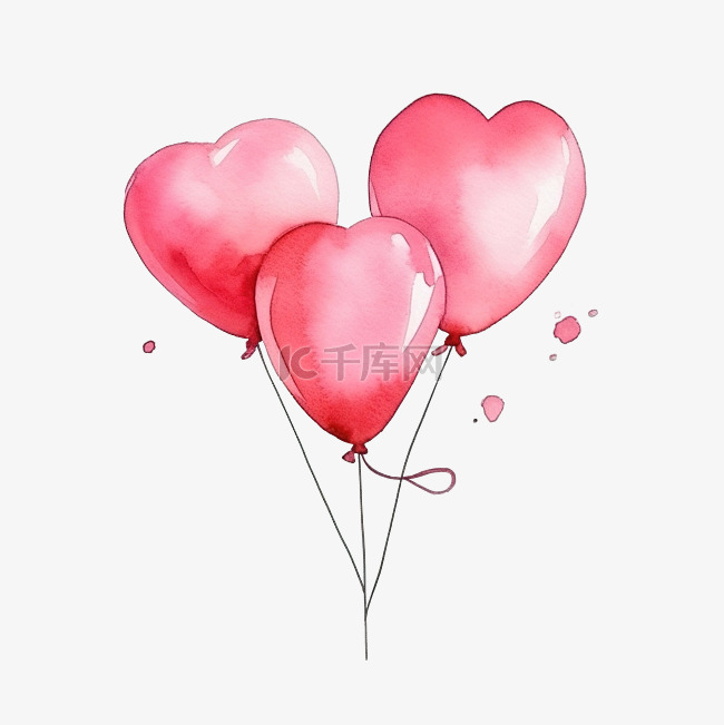 水彩气球情人节