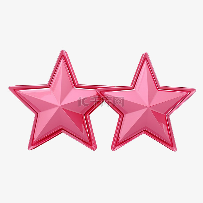 粉红色矩形背景中的 3d 两星