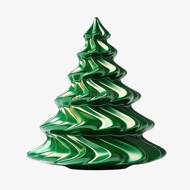 圣诞树 3d 抽象形状装饰插画