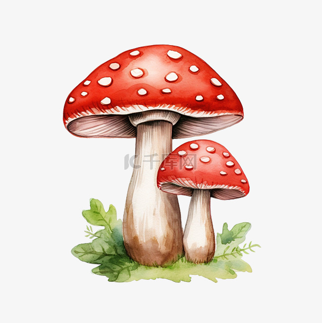 水彩蘑菇可爱剪贴画