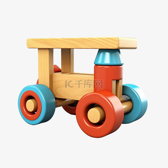 3d 插图木制玩具