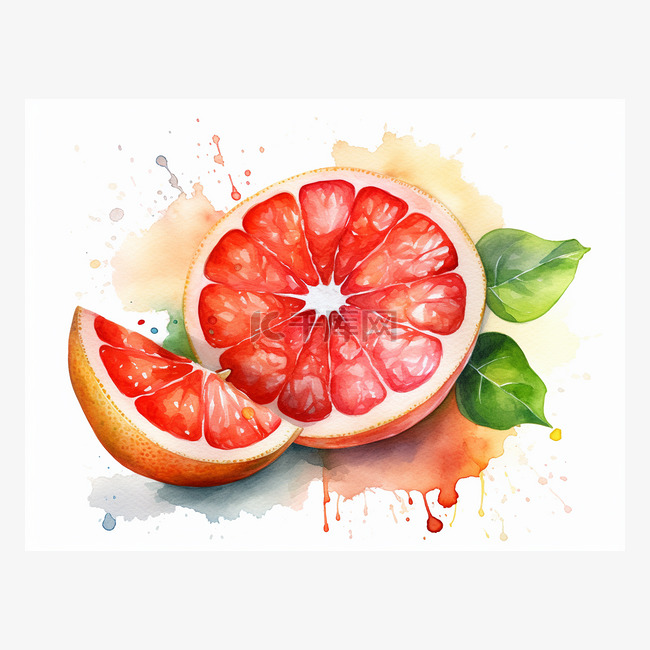 葡萄柚的水彩画