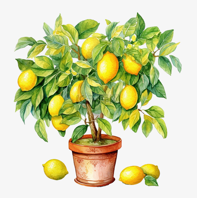 水彩柠檬树