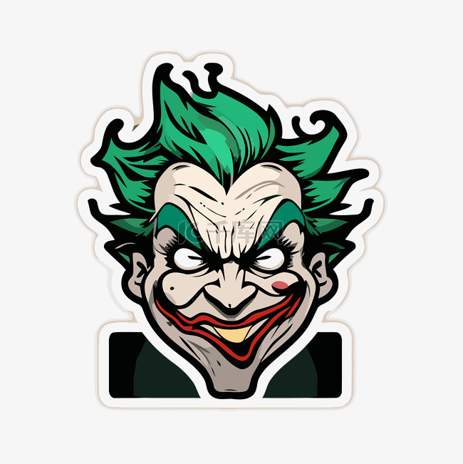 绿色头发的小丑脸贴纸和绿色头发