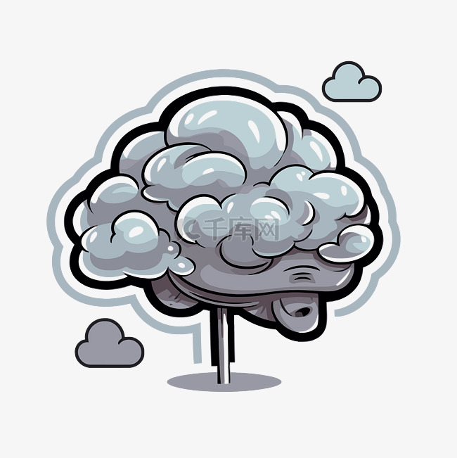 卡通大脑与云和云上的条子剪贴画
