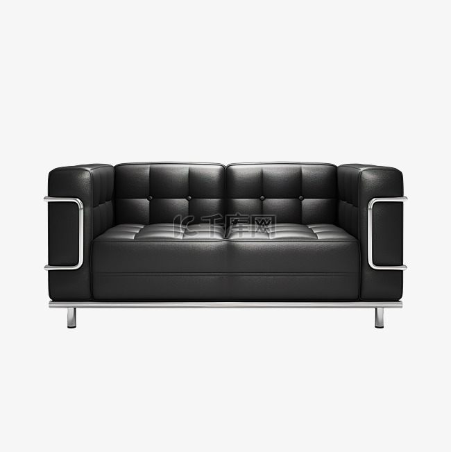 3d 家具现代黑色皮革沙发隔离