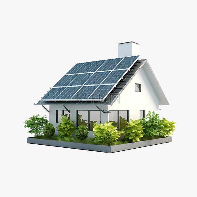 绿色生态友好房屋概念与太阳能电