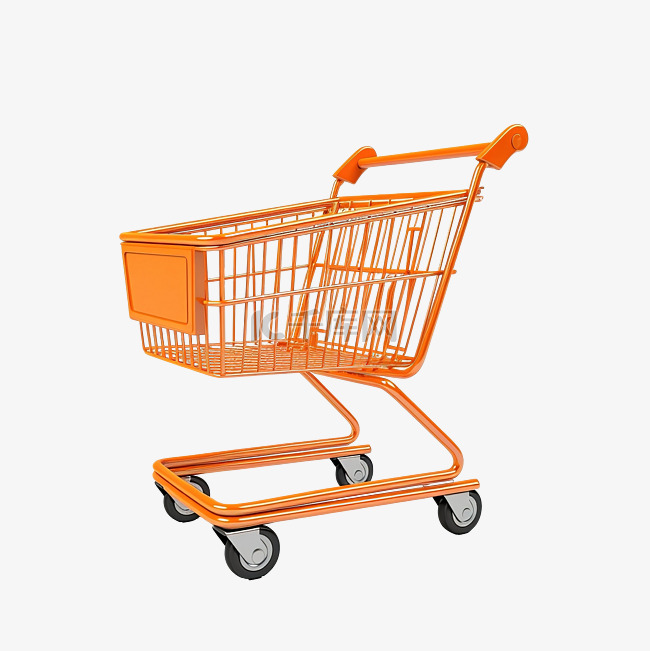 空橙色购物车或篮子隔离概念 3