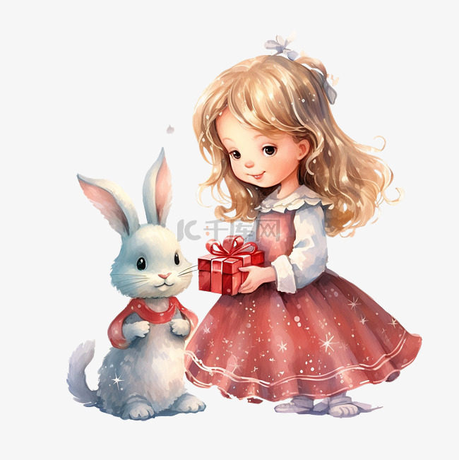 小公主圣诞节得到了兔子