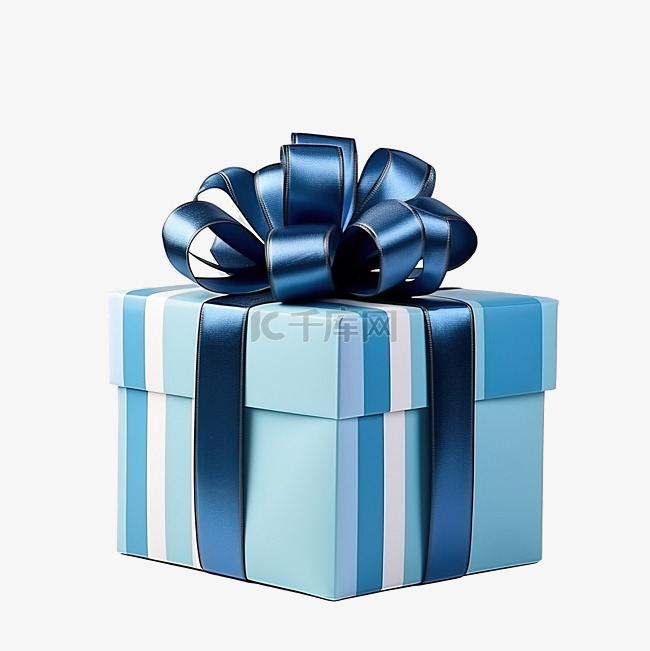 圣诞礼物排版条纹礼物与蓝丝带