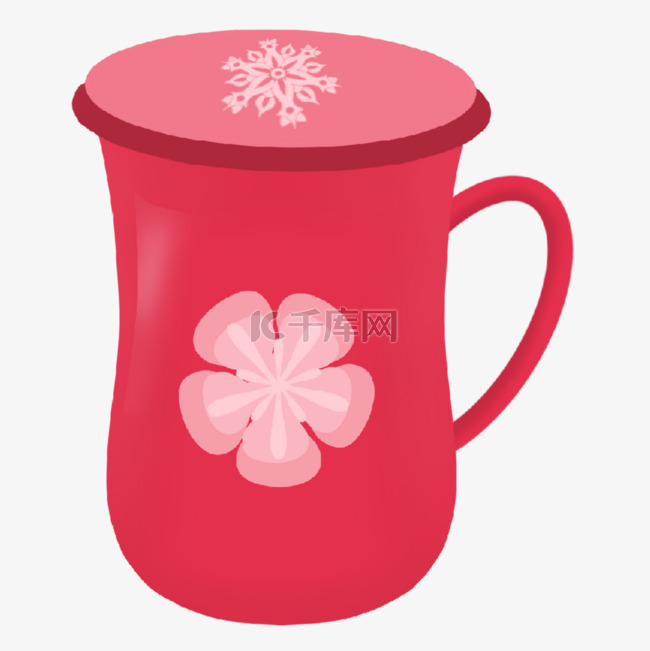 红色樱花可爱杯子