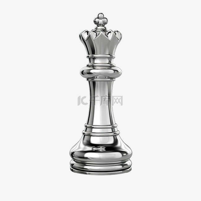 银色陶瓷国际象棋王 3d 渲染