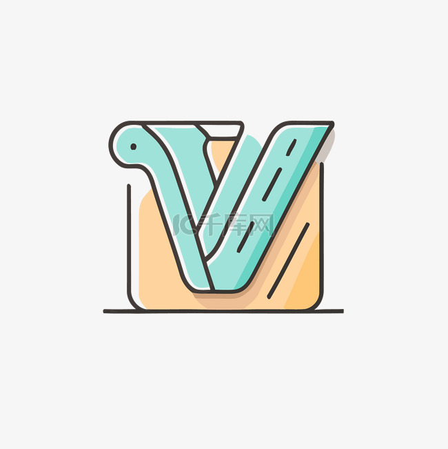 一行字母 v 的平面设计标志 向量