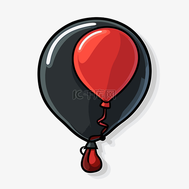 带有黑色和红色轮廓的气球剪贴画