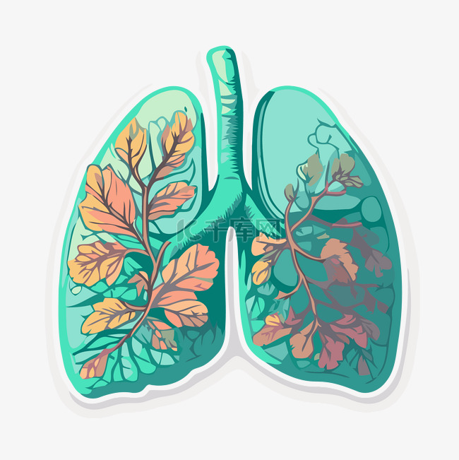 两种颜色的肺部空气与树叶剪贴画