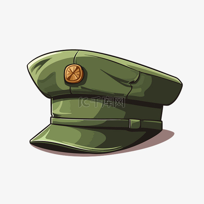 军帽剪贴画可爱卡通绿色军官帽子