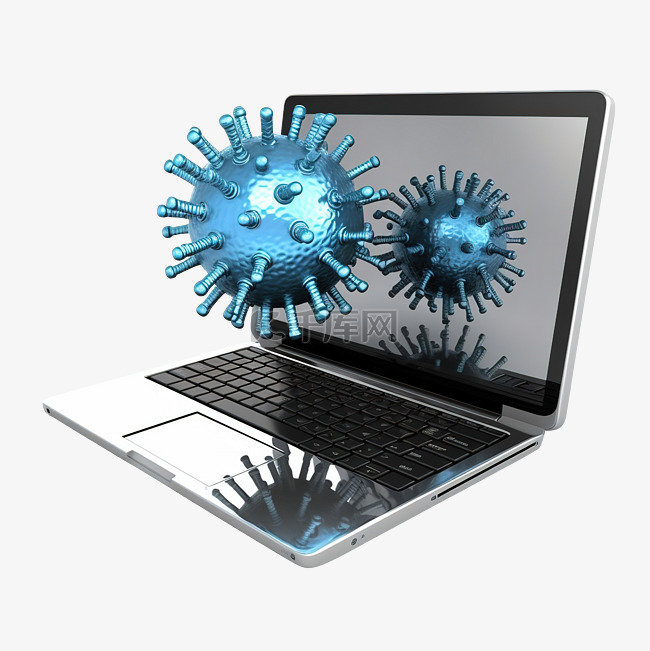 3d 插图笔记本电脑病毒安全