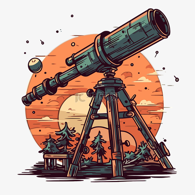 望远镜剪贴画 望远镜复古设计矢