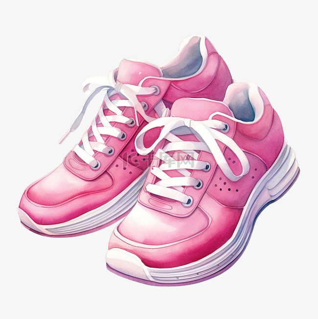 粉色运动鞋网球鞋水彩剪贴画ai