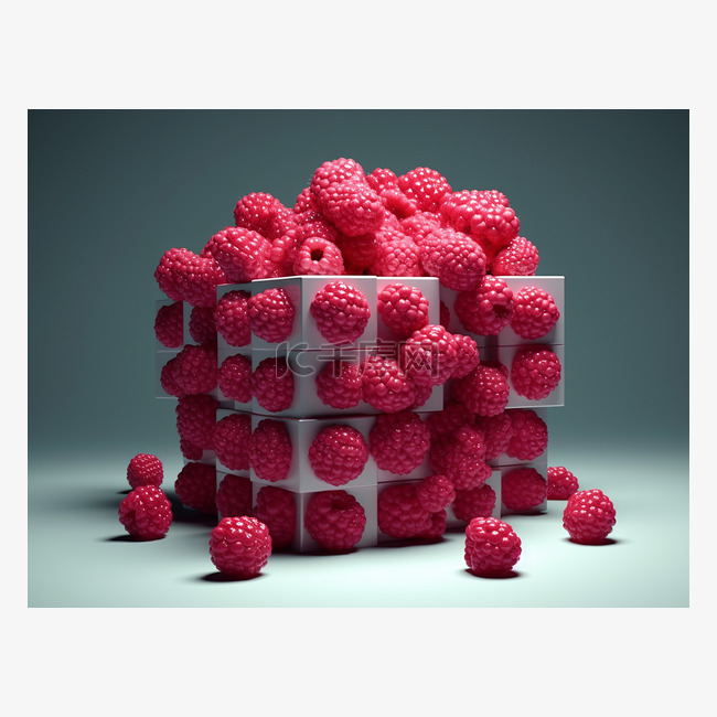 几个 3D 打印的树莓堆成立方