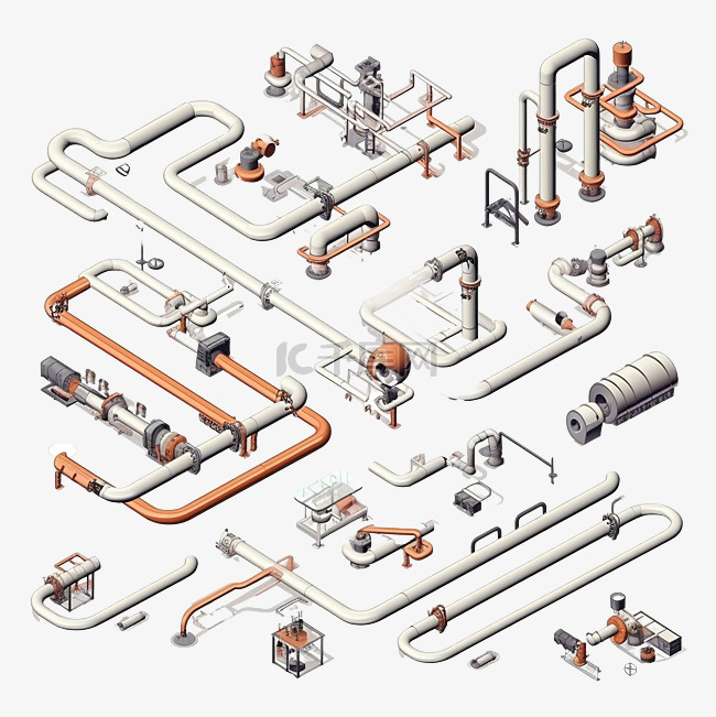 等距大型工业管道3D通用风景收