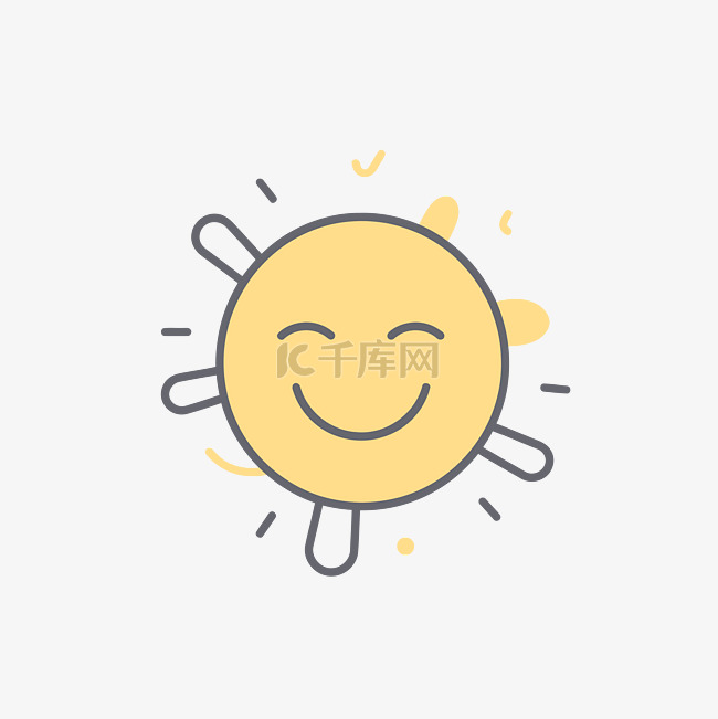 太阳线图标在阳光下微笑 向量