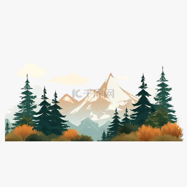 有山和树的背景